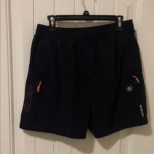 Men's Navy Athletic Shorts with Orange Details size L